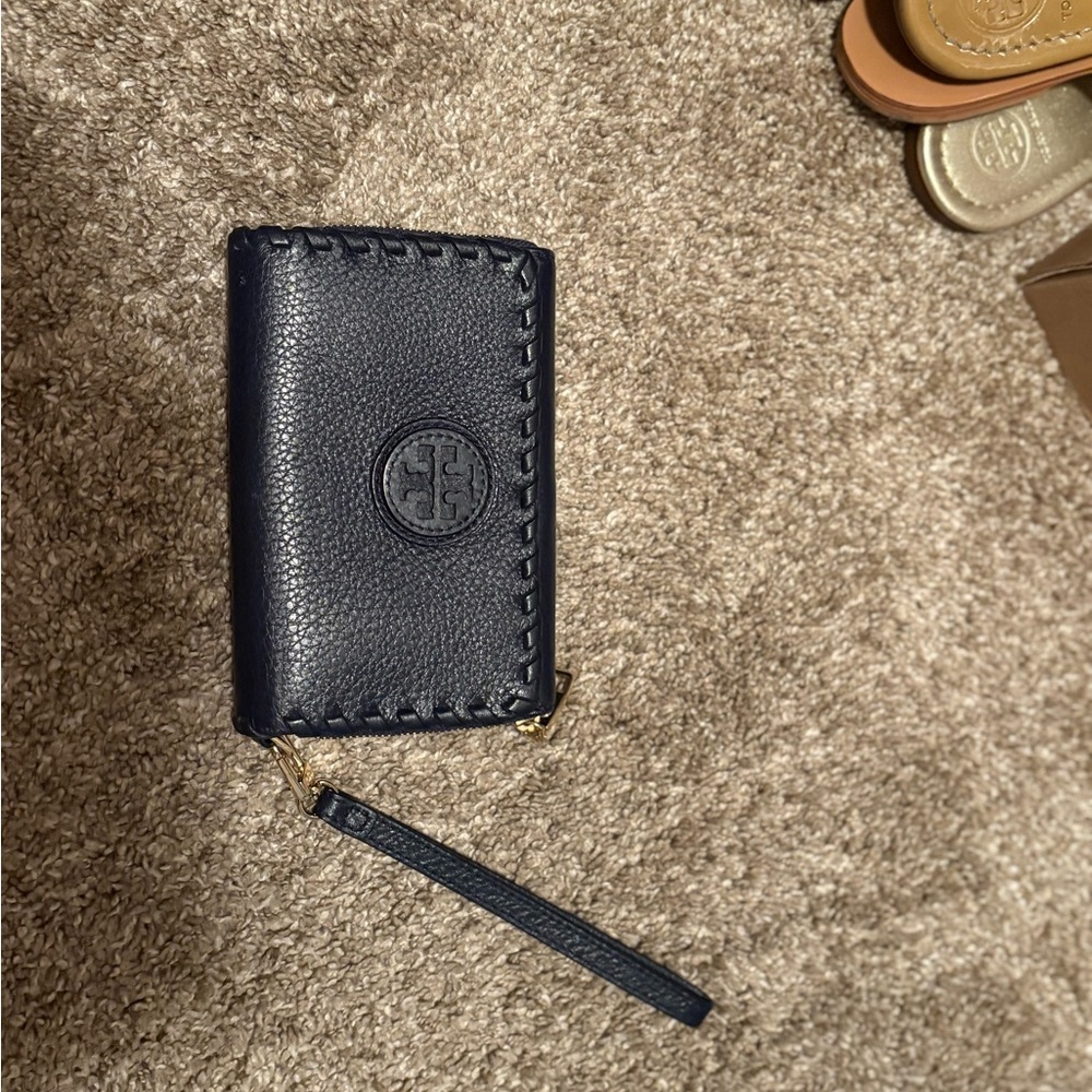 Tory Burch Navy Leather Key Holder
